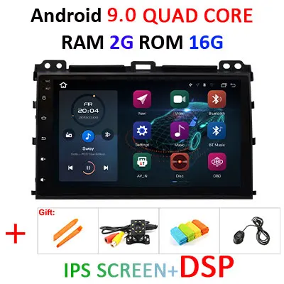 9 ''8 ядерный 4 г+ 64 г 2 din Android 9 Автомобильный мультимедийный dvd-плеер gps аудио для Toyota Prado 120 для Lexus GX470 Автомагнитола стерео obd2 - Цвет: 2G16GIPSDSP nocanbus