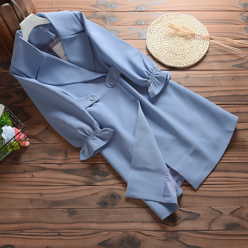 Личность Модные женские туфли Повседневное пальто 2019 осень Однотонная одежда OL