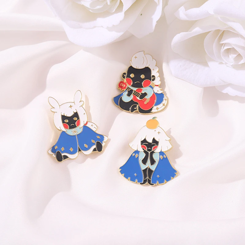 

1pc Funny Gray-haired Girl Brooch Cartoon Cute Little Girl Brooch Gifts For Kids Friends Simple All-match Cute Villain Brooch