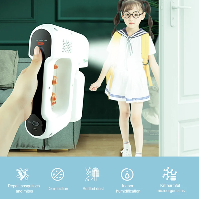 

Wireless Disinfection Spray Handheld Portable USB Rechargeable Nano Atomizer Home Spray Blue Light Disinfector Gun Dropshipping