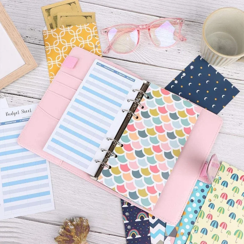 

PU Leather Budget Planning Manager System Binder Cash Envelopes for Budget Envelopes for Billing Notepads