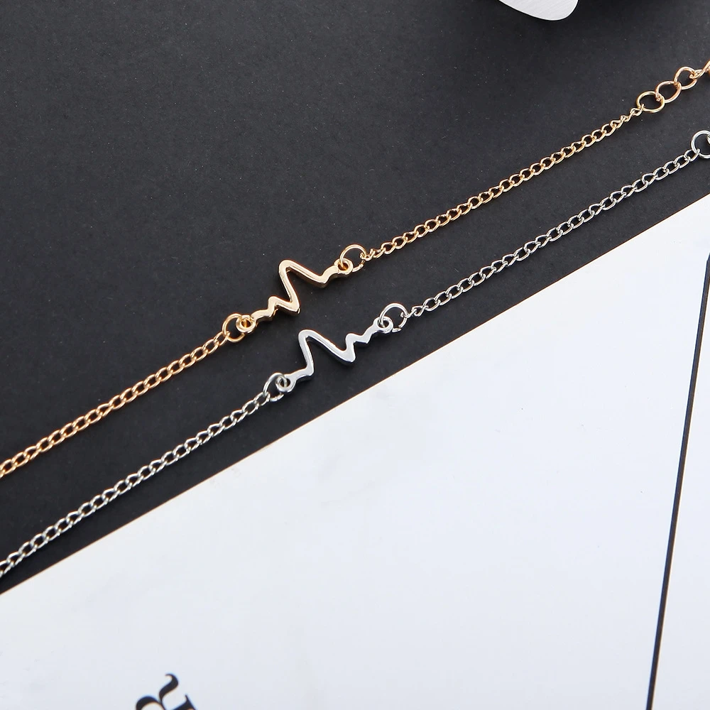 Новые простые очаровательные браслеты на цепочке с ЭКГ для женщин женские модные