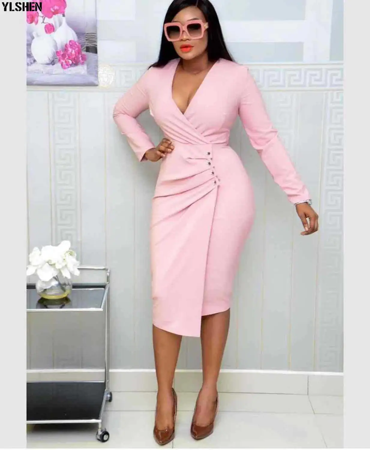 

2019, элегантное Новое поступление, модные африканские платья для женщин, летнее Женское Платье До Колена, Африканское платье