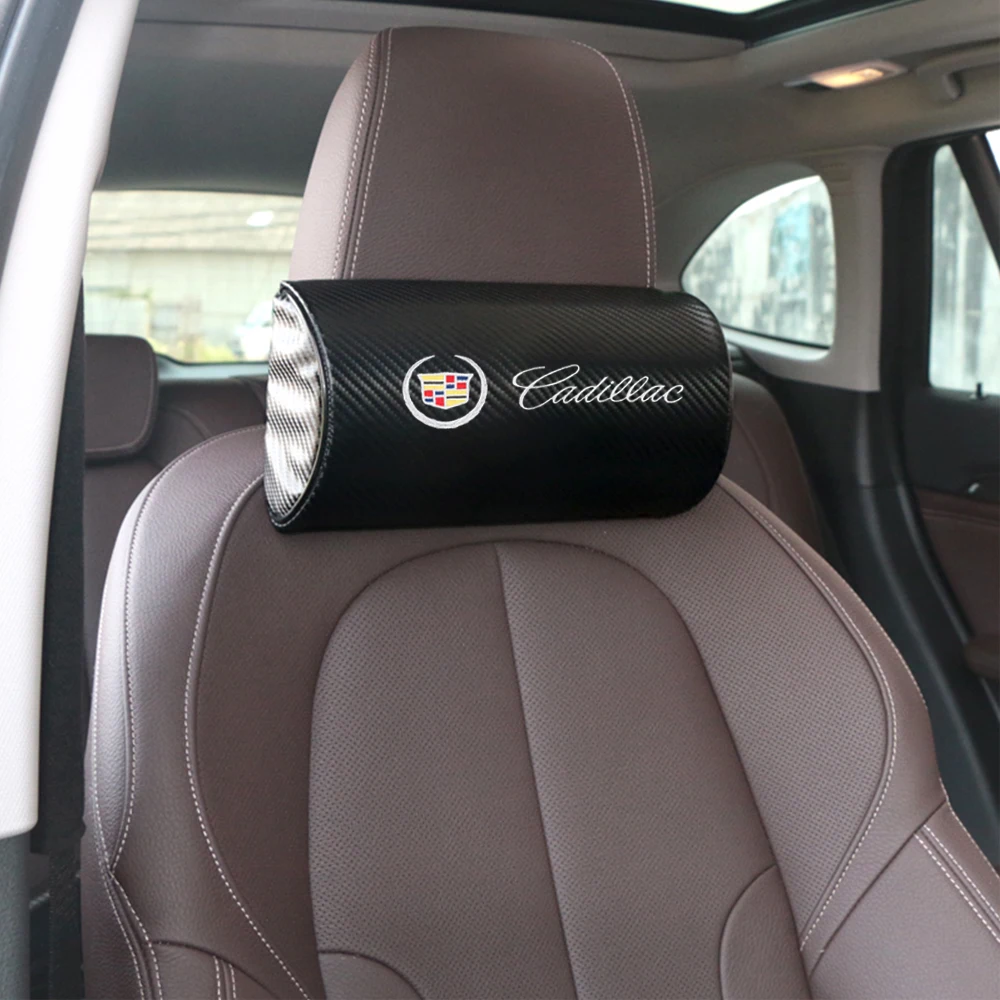 

VEHICAR Car Pillow Carbon Fiber Car Headrest For Cadillac Car Neck Pillow Support Cushion Universal Removable Auto Accessories