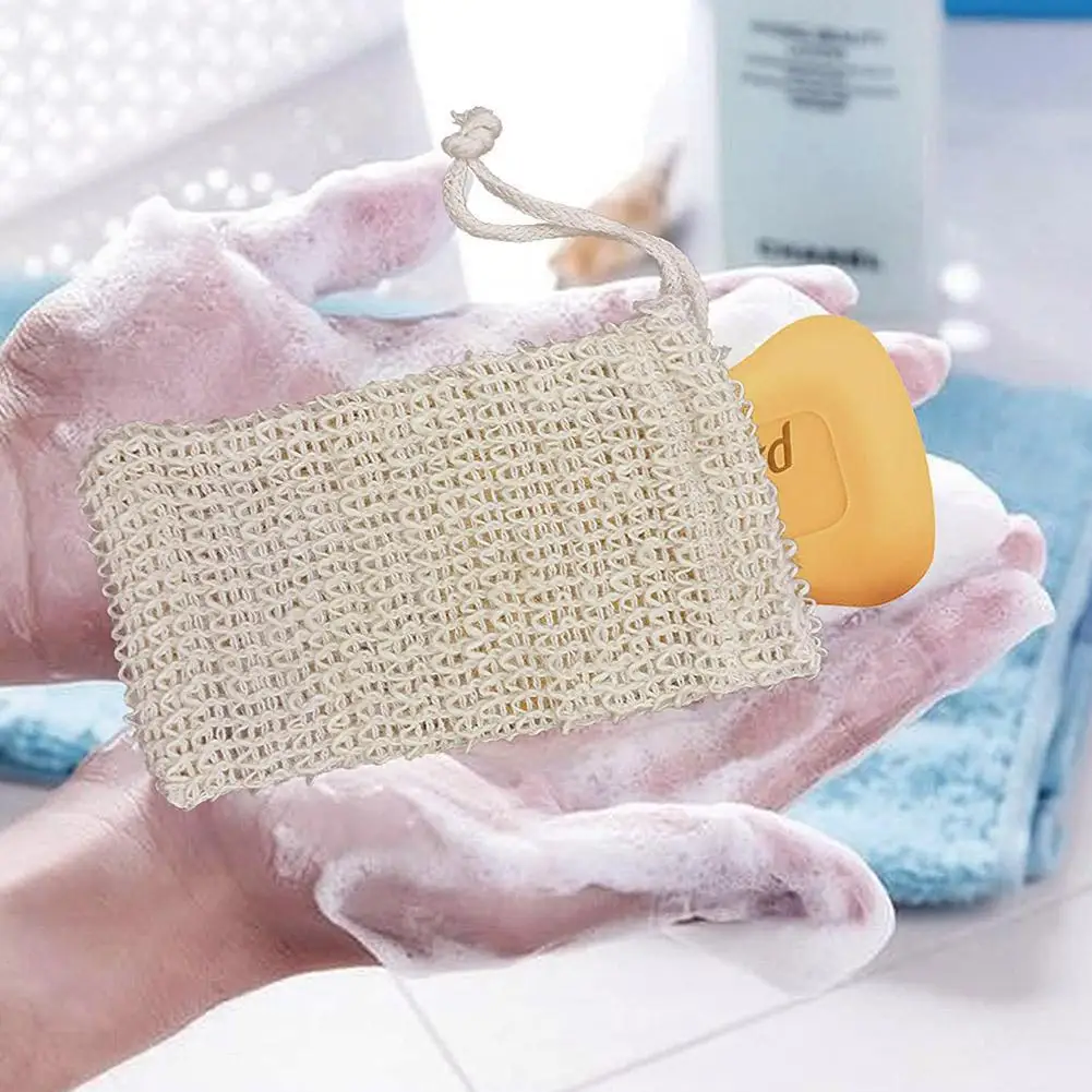 

Exfoliating Natural Sisal Soap Bag Pouch Soap Saver Fiber net Natural Bath Save Scraps Soap Bags Foaming Shower Soaps D8R2