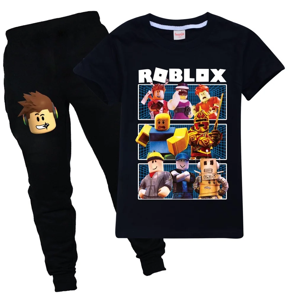 

Новинка 2021, летняя игровая Одежда для мальчиков Robloxing, костюмы с круглым вырезом, футболка для маленьких детей, верхняя одежда для девочек, с...