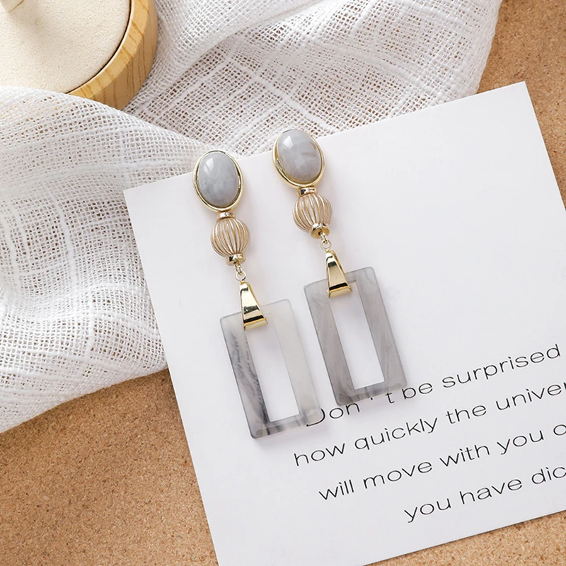 Винтажные прямоугольные геометрические модные висячие серьги массивные длинные