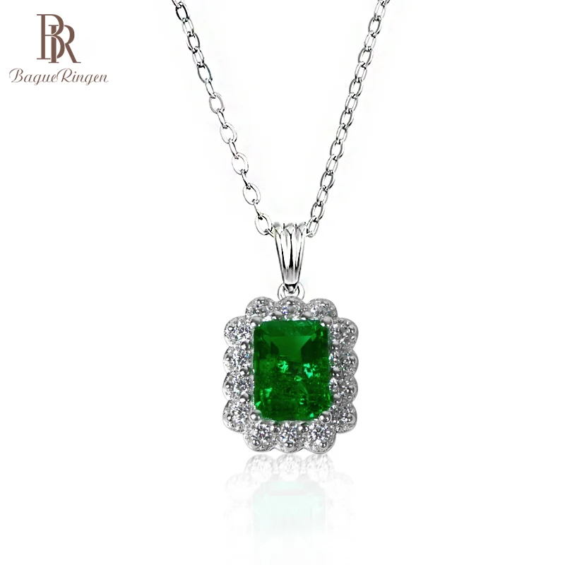 

Bague Ringen чистый 925 серебряное ожерелье для женщин Подвески ювелирные украшения в виде геометрических фигур драгоценный камень 1.4ct изумруд ка...