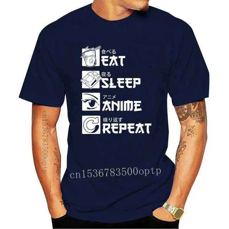 

Eat Sleep Anime Repeat Shirt Funny Japanese Manga Gift Tee T-Shirt