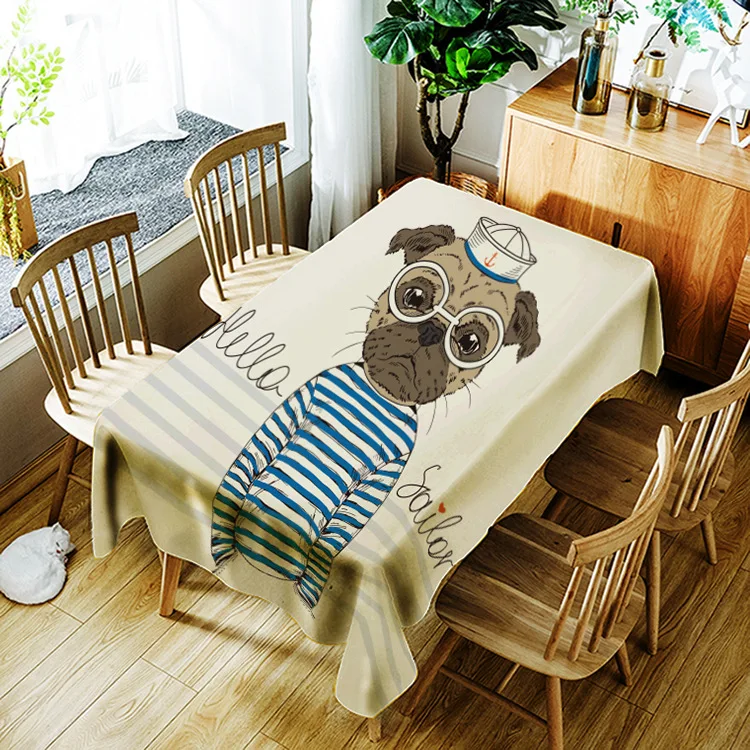 

Printed humanized animal pattern washable decorative household waterproof tablecloth