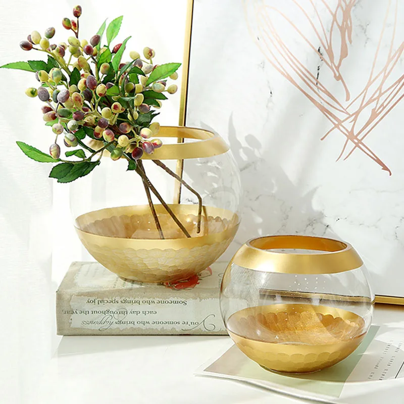 

Home Decoration Gold Foil Art Vase European Modern Vase Hydroponics Flower Arrangement Wedding Decoration Crafts Ornament Gifts
