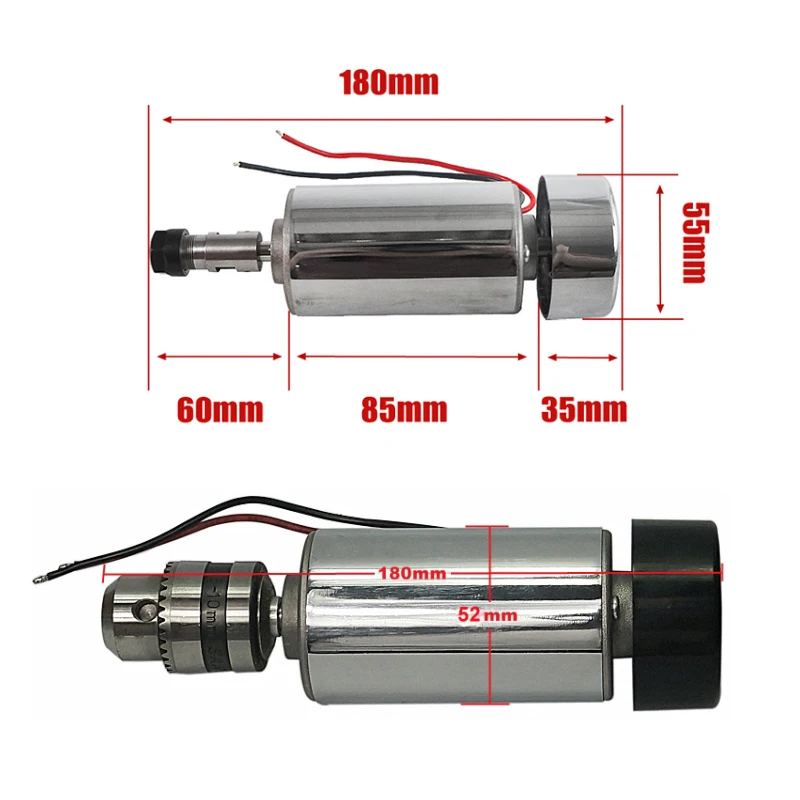 300W CNC DC Spindle Motor 52mm 55mm Clamp for DIY PCB Milling Machine 0.3KW Spindle  Metal Light