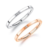 ramos stainless steel 2mm white cubic zirconia stone rings jewelry for women girls trendy office rose gold finger rings