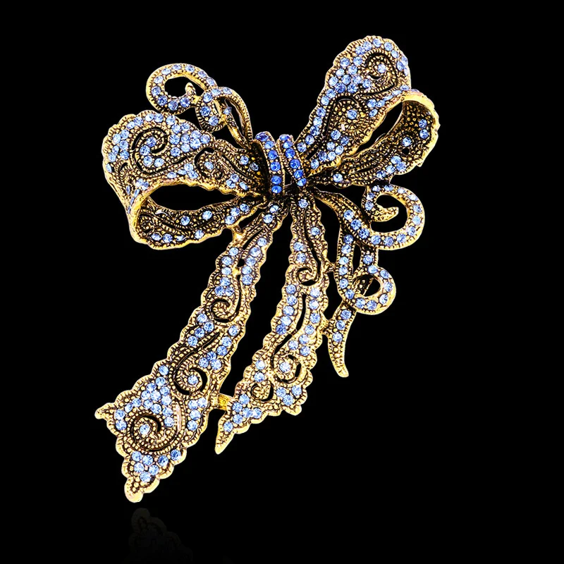 Creative Rhinestone Brooch Alloy Retro Bow Women's Corsage High-end Accessories Pin | Brooches