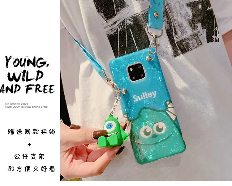 Чехол Sam S10 Coach style Monsters, милый мягкий чехол Sullivan для samsung S10 S9 S8 plus note8 note9, чехол+ игрушка+ длинный ремень