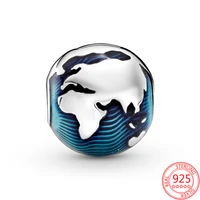 new authentic 925 sterling silver globe positioning button charm bead fit original pandora bracelet making fashion diy jewelry