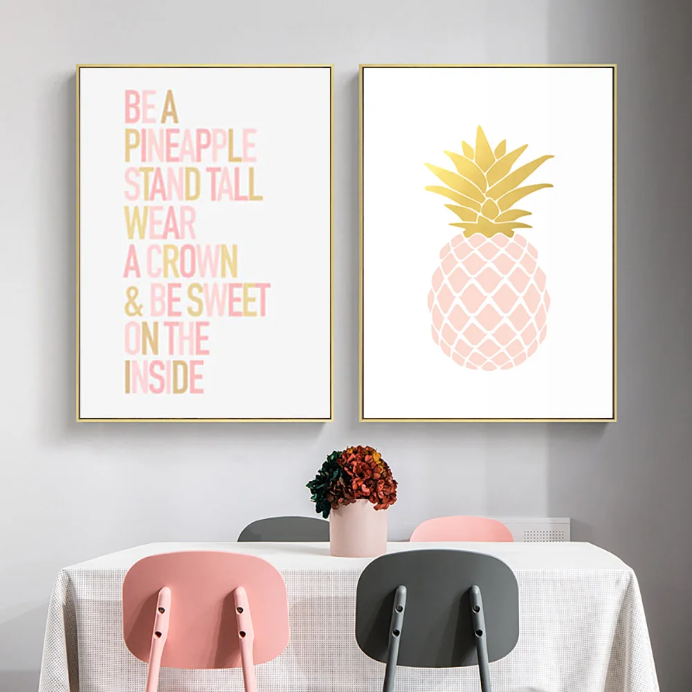 Ананас холст Художественная печать Постер розовый ананас картины для настенные