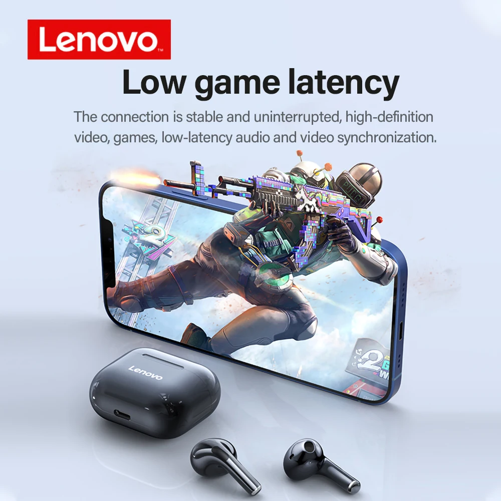 Bluetooth-наушники Lenovo lp40 TWS с микрофоном 5 0 эффектом погружения сенсорное управление