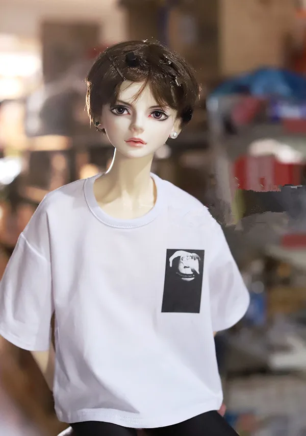 

4 point 3 point Uncle BJD Mini Baby Top Loose casual short sleeve fashion Zambi rose print T-shirt