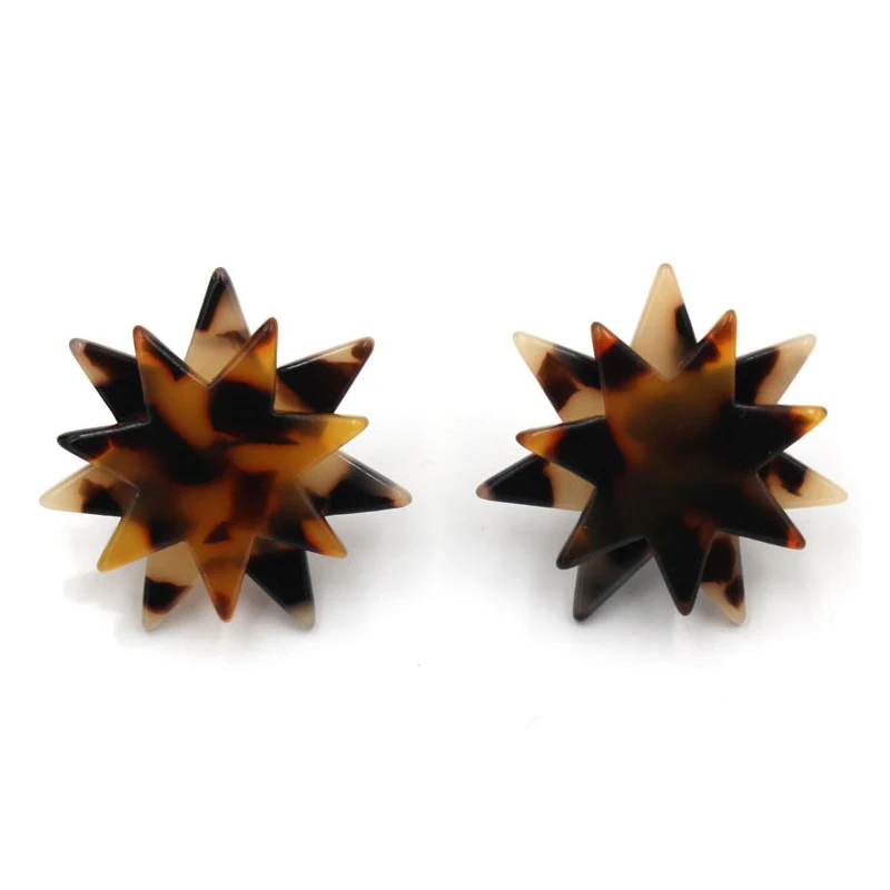 Новые модные серьги-гвоздики с леопардовым принтом черепахового цвета массивные