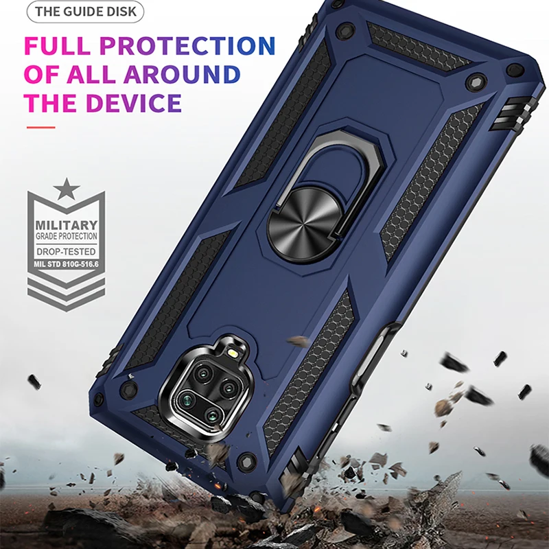 Armor Magnetic Metal Case For Xiaomi Redmi Note 10 9 X3 9c 9s 8T 8 7 Poco M3 11 F3 9A 7A K40 9T Pro Max 5G Shockproof Ring Cover