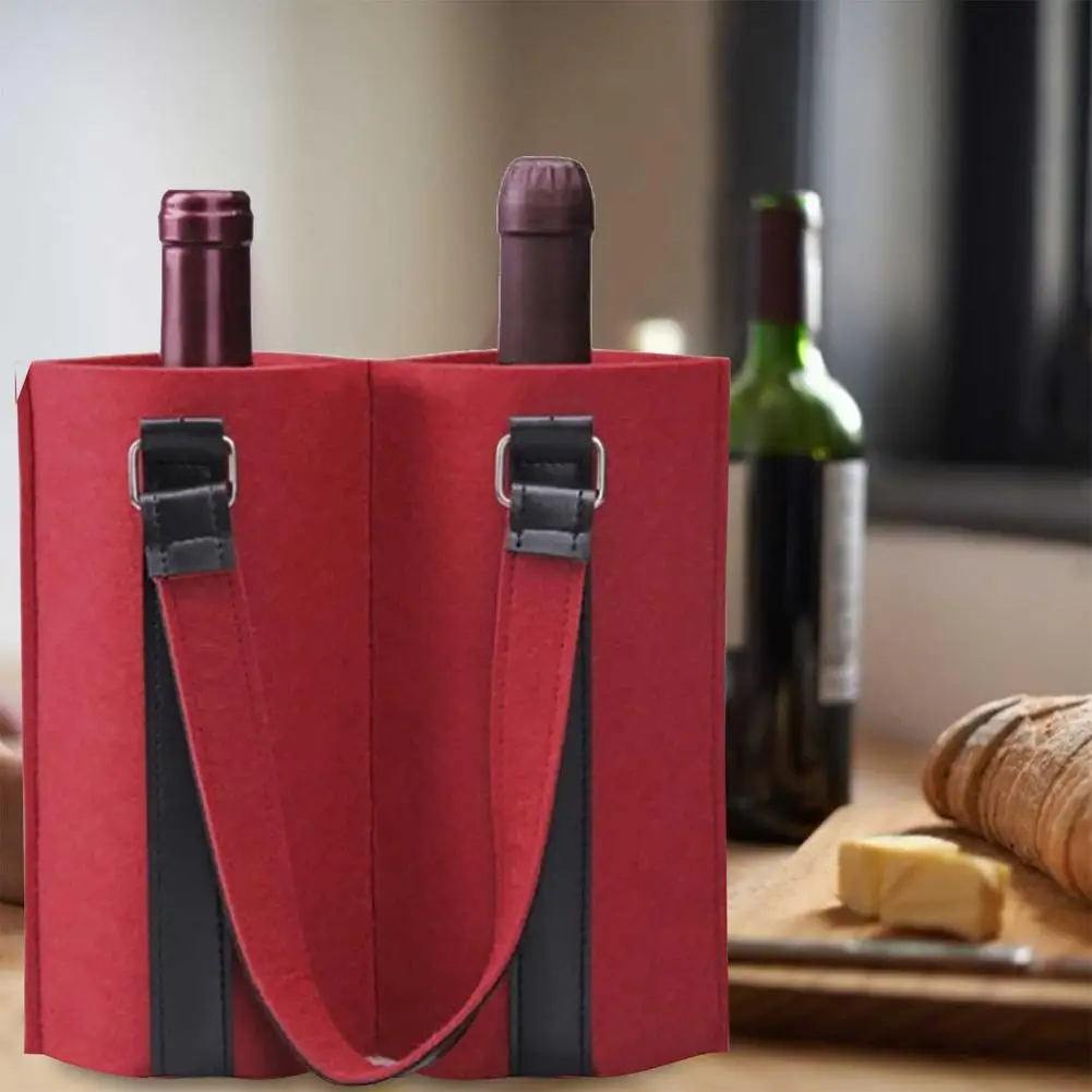 

Wine Carrier Felt Tote Bag Two Bottle Bottle Holder With Secure Carry Handle For Christmas Decoration
