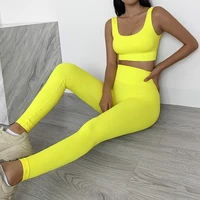 2 piece sets ribbed womens yoga sets fitness bra and seamless high waist sports leggings workout clothes for women