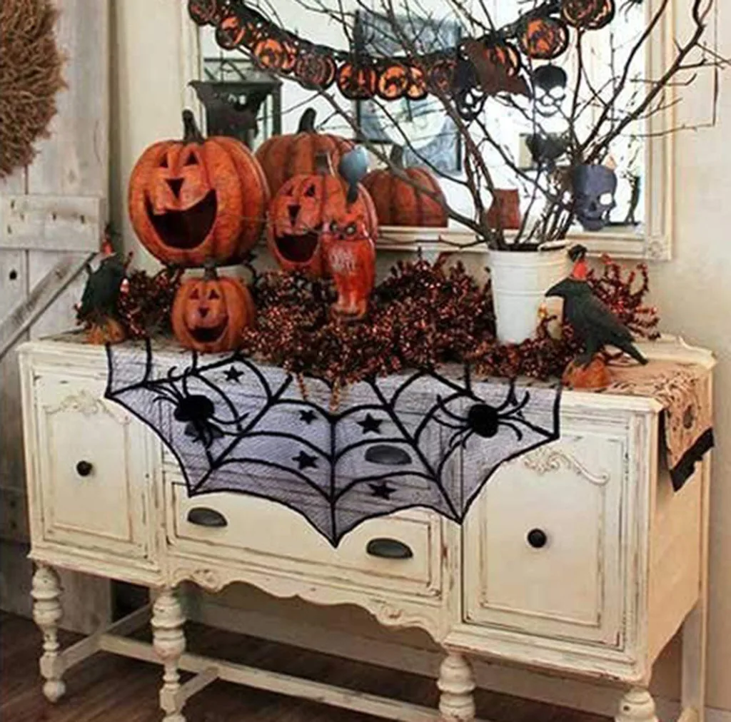 Хэллоуин паук летучая мышь скатерть с рисунком каминная занавеска шарф лампа