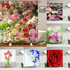 Шторка для душа, водонепроницаемая, в ванную комнату, с изображением свежих цветов