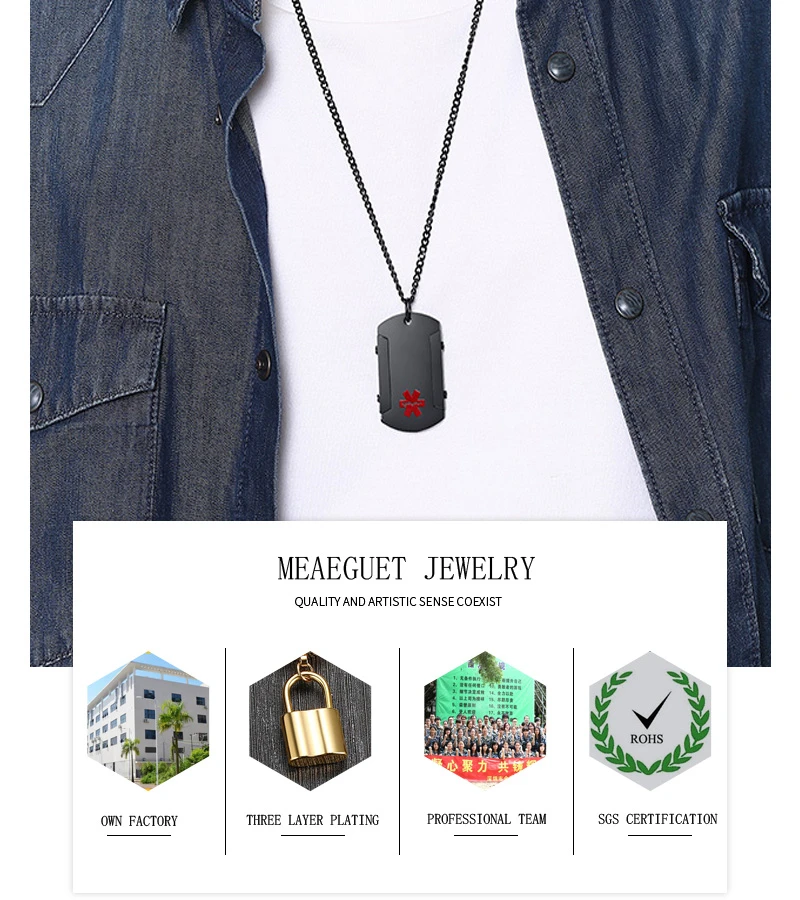 Ожерелье мужское из нержавеющей стали с гравировкой | Украшения и аксессуары