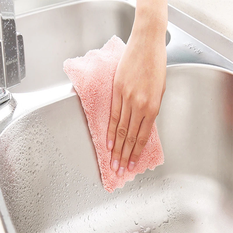 Однотонная Двусторонняя прочная Абсорбирующая тряпочка без ворса антипригарное