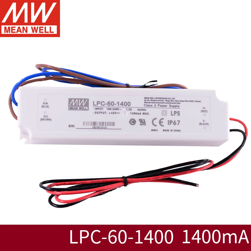 MeanWell LPC 60 90 265VAC переменного тока в постоянный ток IP67 светодиодный внешний драйвер