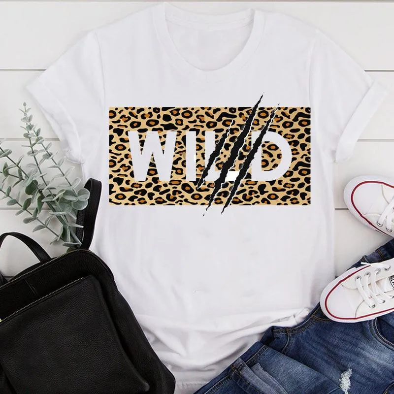 

Women Clothes Cartoon Leopard Letter Beach Travel 2021 Summer Print Fashion Tshirt Female Short Sleeve Tee Top Graphic T-shirt