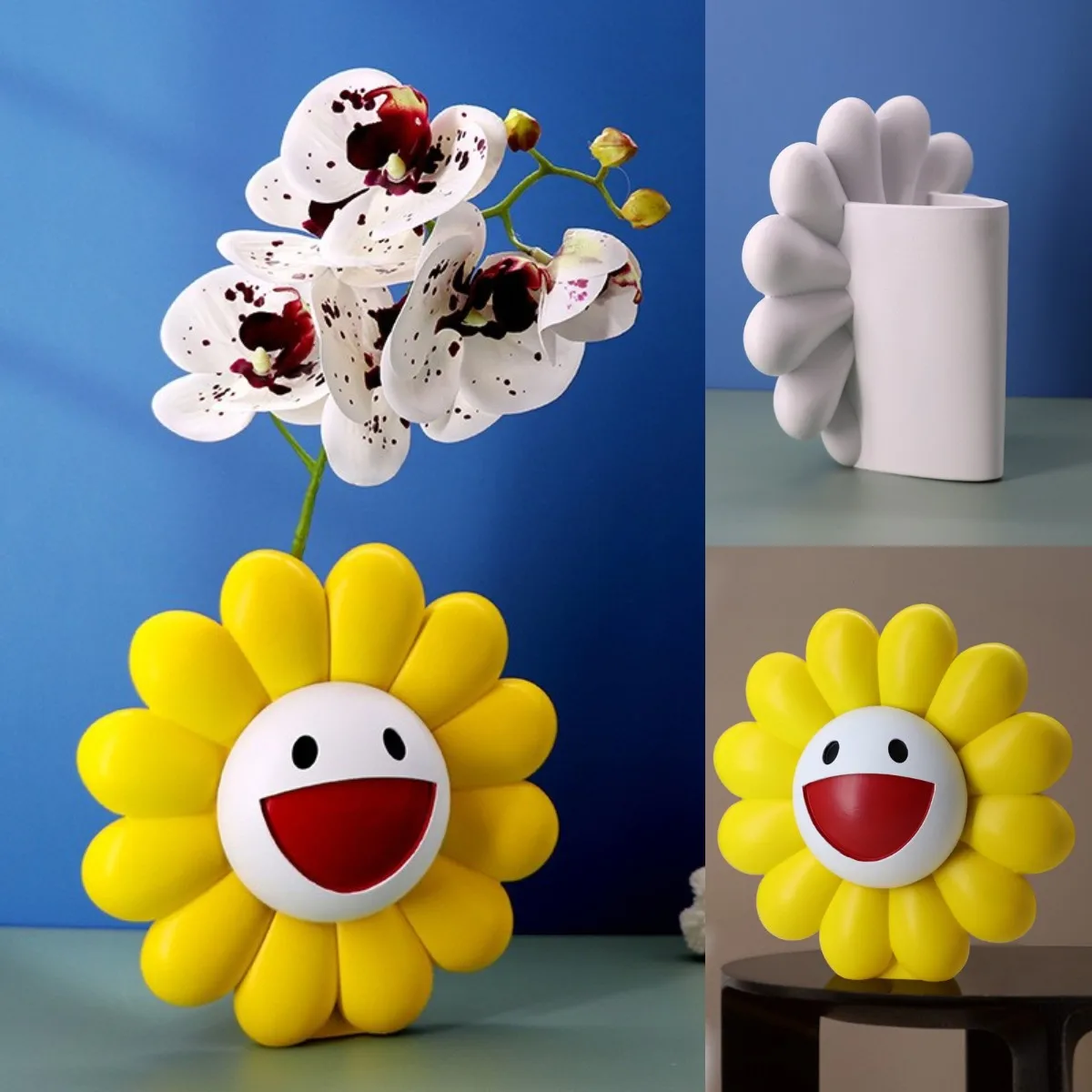 

Sunflower Smiley Face Flower Vase for Hhydroponic Floral Arrangement Table Decorative,Sunflower Happy Face Home Decor Vase