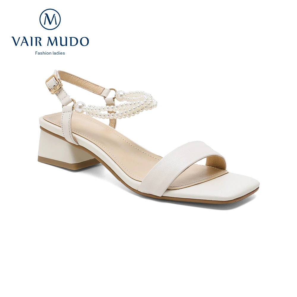 

VAIR MUDO Spring Summer Autumn Women Sandals Shoes Thick Heels Genuine Leather Cross-Tied Buckle Strap Fashion Sweet LX24L