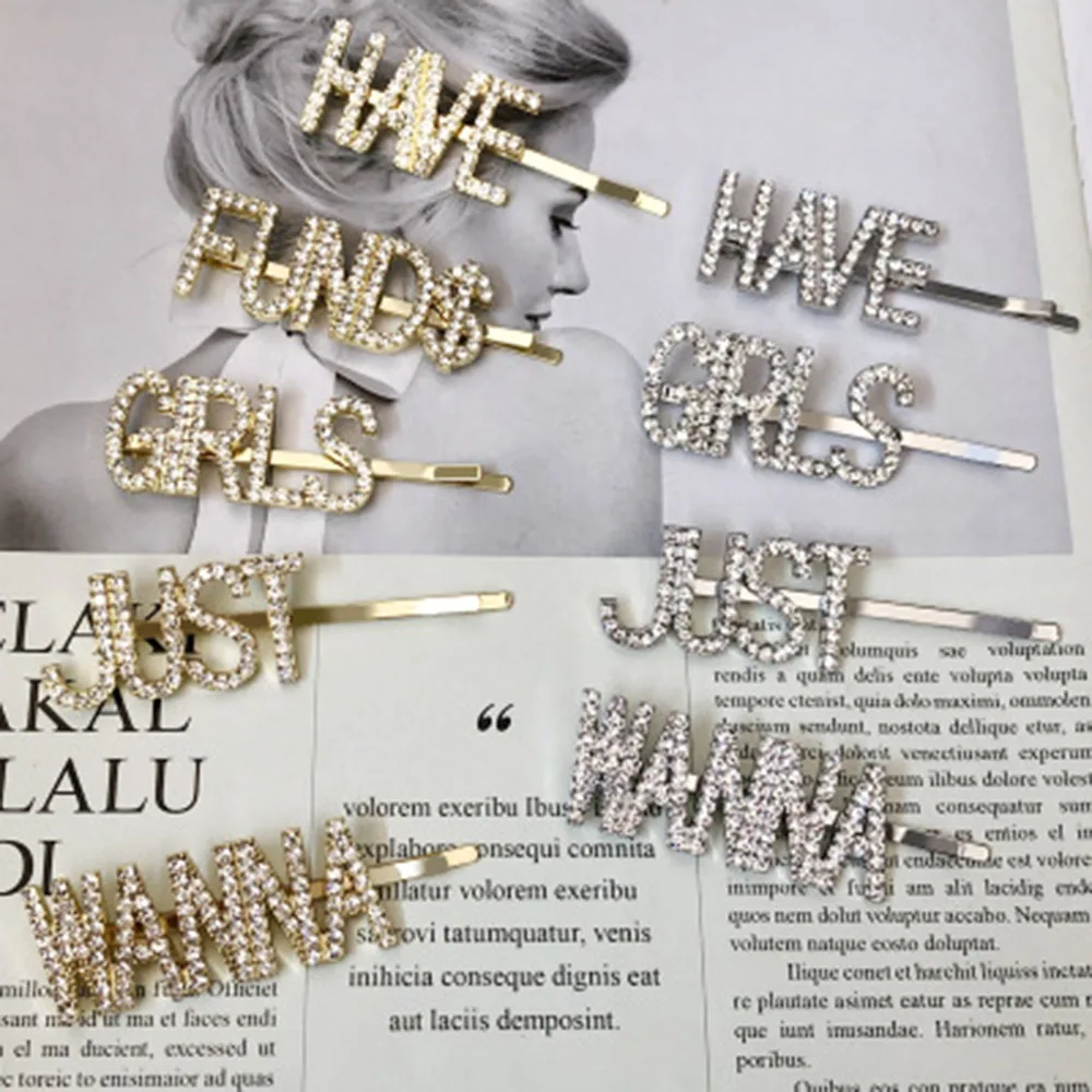 

Новая модная шпилька для волос с надписью, Женский инструмент для укладки, Шпилька для волос с бриллиантами, аксессуары для волос