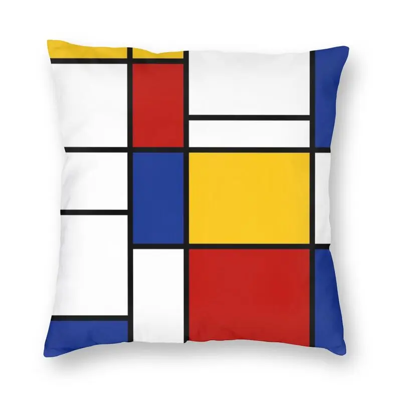 

Мягкая подушка в стиле Mondrian, наволочка для домашнего декора, квадратная Современная Подушка с геометрическим рисунком, 40x40, наволочка для дивана