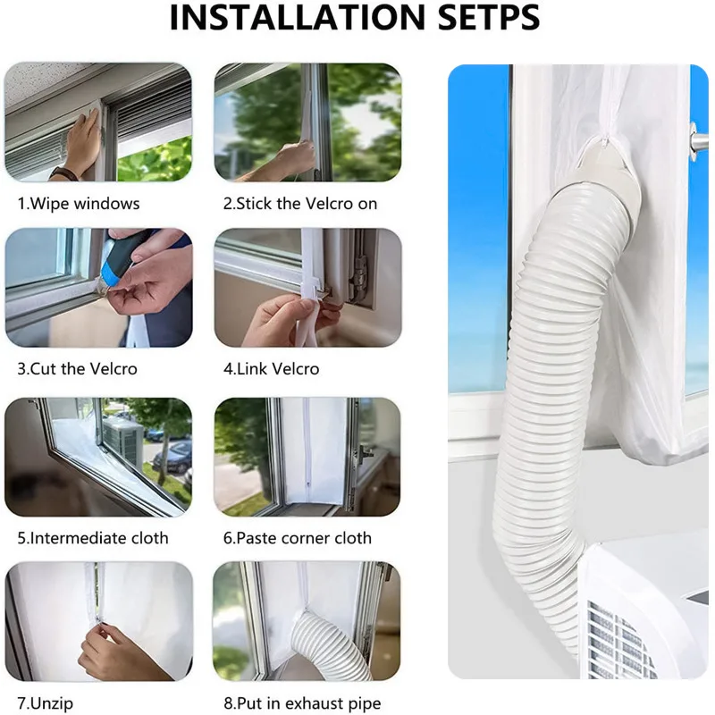 

Universal Air Lock Window Seal Cloth Plate 3 4 5m Hot Airs Stop Conditioner Outlet Window Sealing Kit For Mobile Air Conditioner