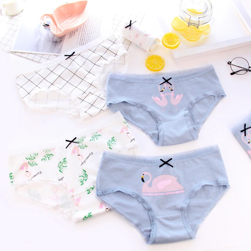

[DINGDNSHOW] 2020 Fashion Women Underwear Briefs Cotton Mid Waist Cartoon Animal Women Underpants Cotton Triangle Panties Girls