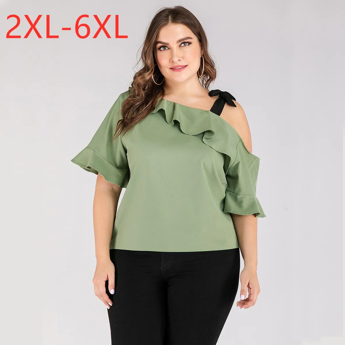 

Женская блузка без бретелек, с коротким рукавом, размеры до 6XL