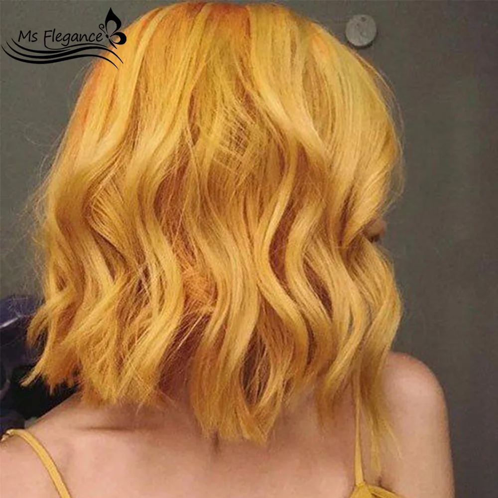 

MS FLEGANCE Orange Short Wavy Lolita Synthetic Wigs for Women Cosplay Wig Synthetic Heat Resistant Fake Hair Daily Party Wig