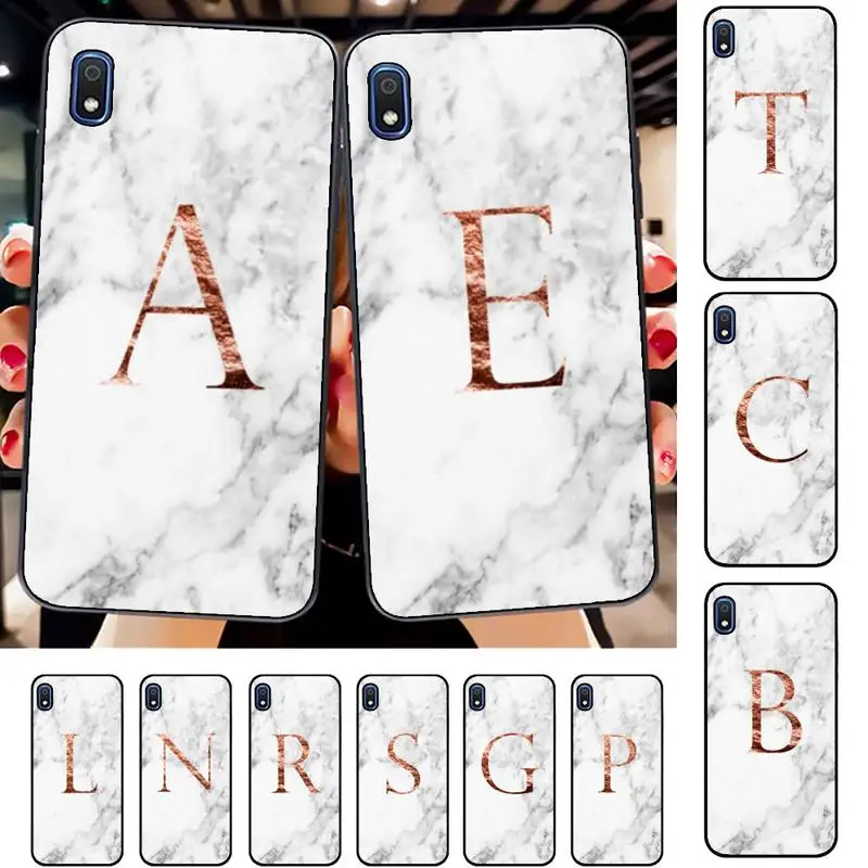 

Marble Initial Letter Phone Case for Samsung A51 01 50 71 21S 70 31 40 30 10 20 S E 11 91 A7 A8 2018