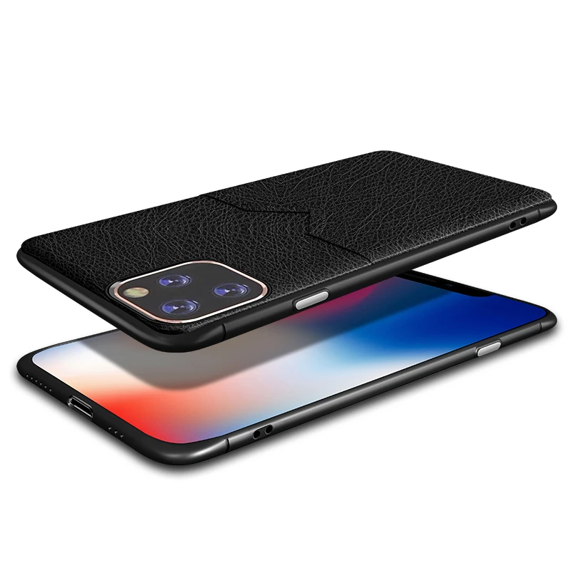 Card Slot Skin Case For iPhone 11 ProMax 7 6 6S 8 Plus Fashion PU Leather Anti-knock Hard PC XS MAX XR X | Мобильные телефоны и