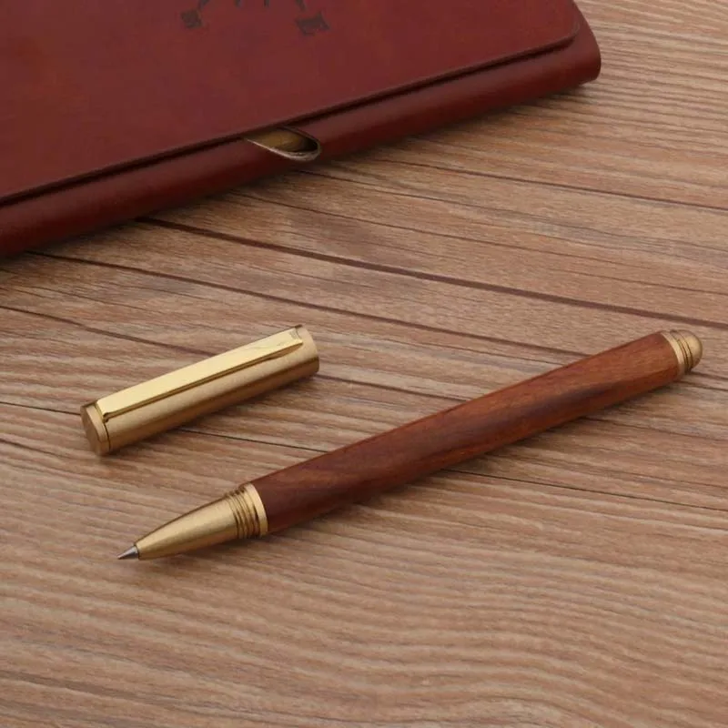 

Высококачественная латунная шариковая ручка, черное дерево, вращающиеся канцелярские принадлежности, офисные и школьные принадлежности, чернильные ручки для подписи, Новинка