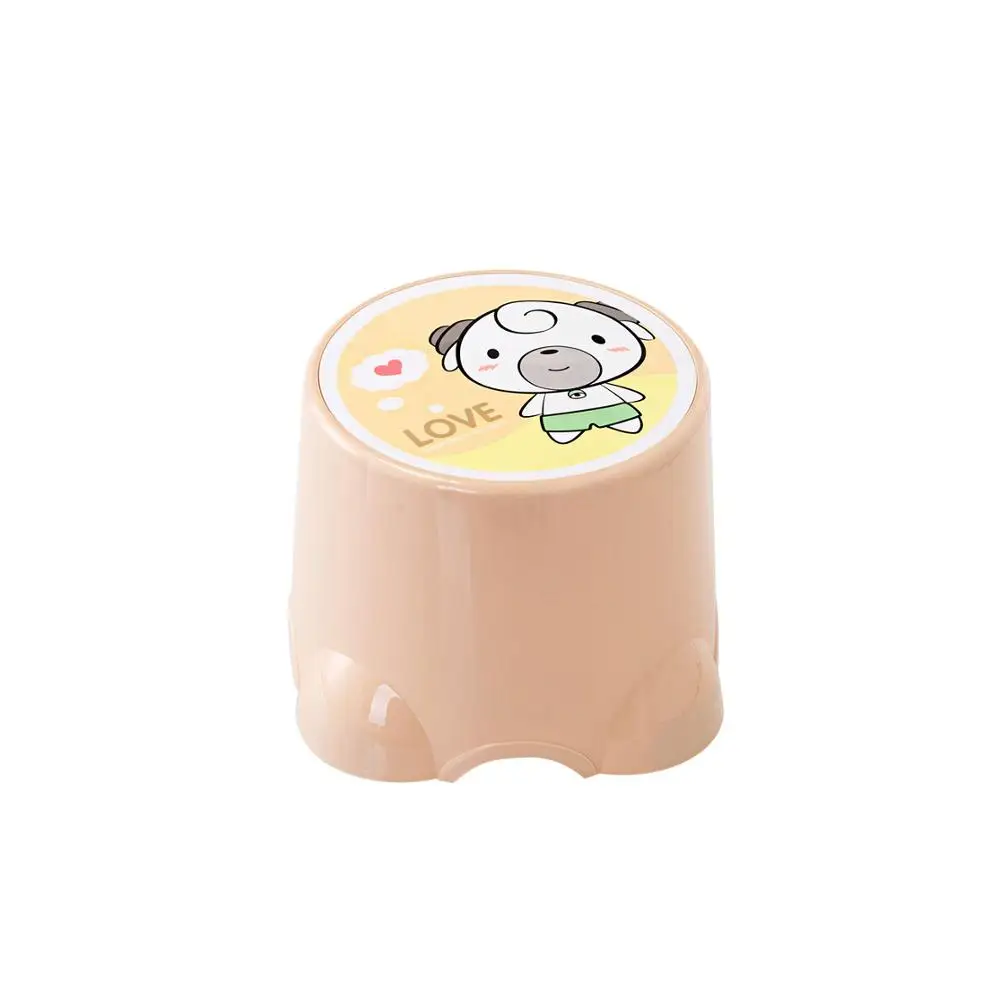 Пластиковый табурет с рисунками животных, нескользящий, толстый, Круглый банный стул, Детские табуреты, меняющая обувь, стул, креативная детская мебель - Цвет: L Brown