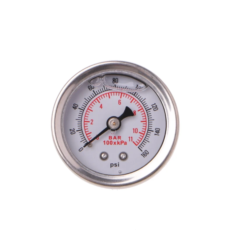 Fuel Pressure Regulator Gauge 0-160 Psi / Bar Liquid Fill Chrome Oil Stainless Steel 1/8 NPT Silver For ALL ➉-✀ E | Автомобили