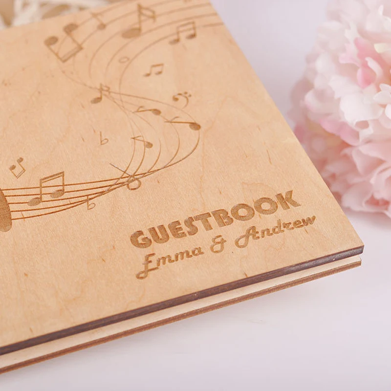 Музыкальная деревянная Свадебная Гостевая книга персонализированная на заказ