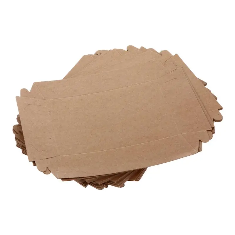 

50 Pcs 1 Set Folding Food Boxes Eco-friendly Packing Cases (Kraft Paper)