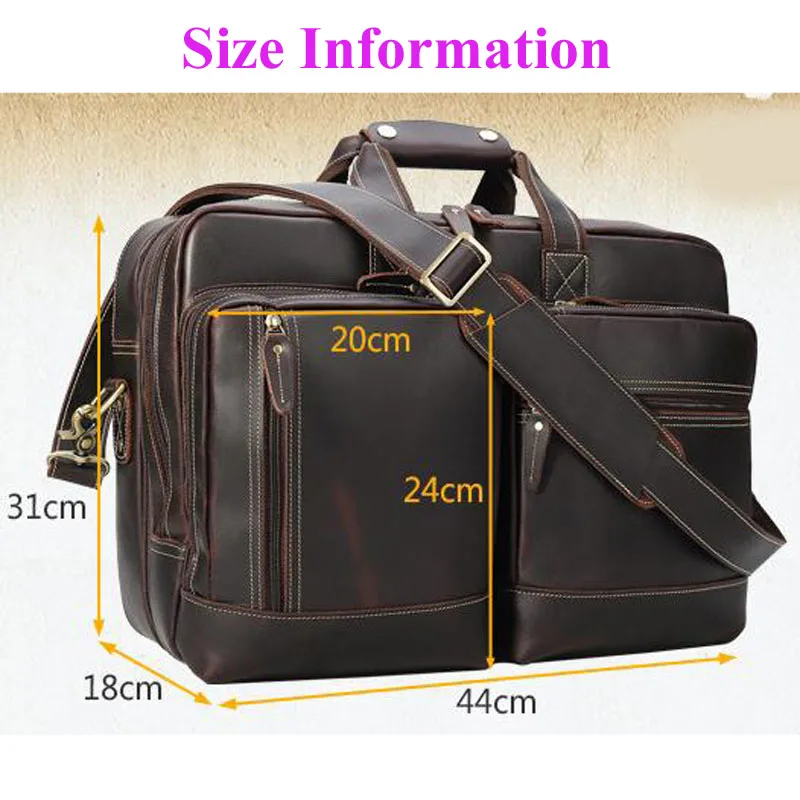 

Luxury Italian Full Grain Leather 17.3'' Expandable Business Briefcase Messenger Bag Laptop Travel Bag For Men Large Capacity