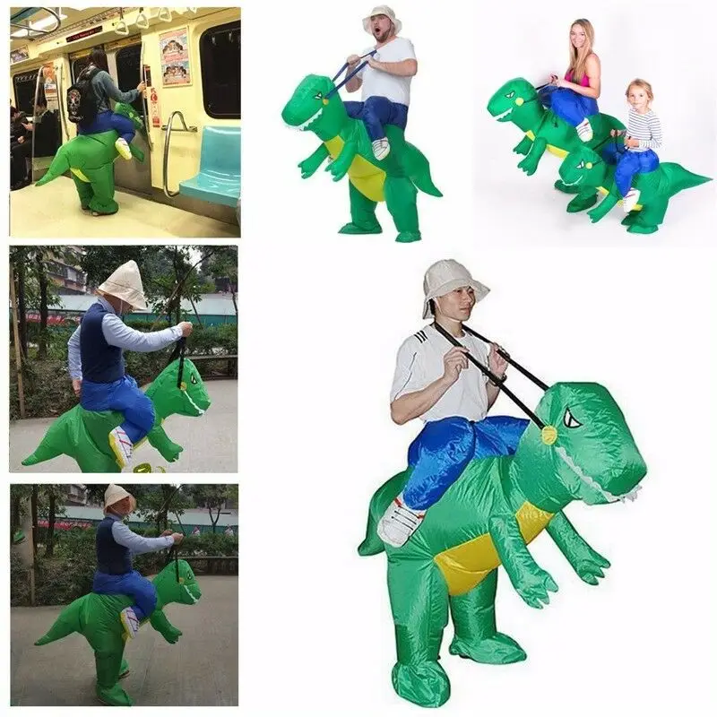 

Inflatable Dinosaur Fancy Dress Unisex Costume Dino Rider Mascot Costume Party Cosplay Game Adult